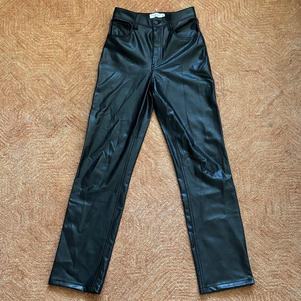Abercrombie & Fitch Black Ultra High-Rise faux leather pant